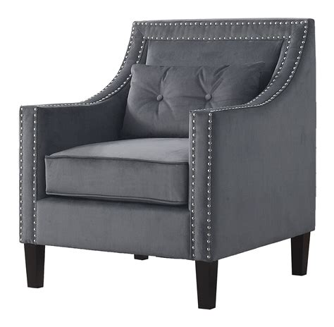 Best Master Furniture Edinburgh Suede Accent Arm Chair Grey