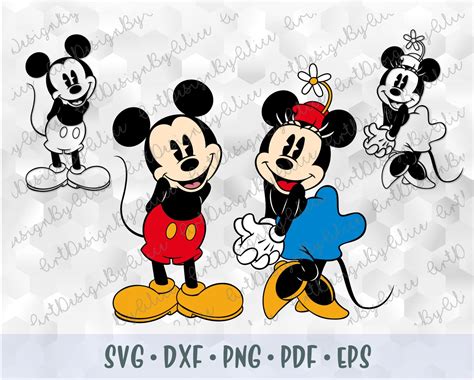 Svg Png Dxf Mickey Minnie Mouse Vintage Retro Old Style Etsy