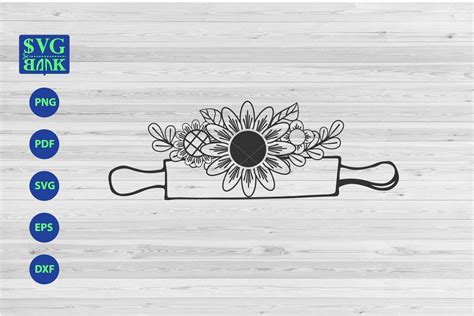 Bread Roller Svg Rolling Pin With Flower Svg Cut File