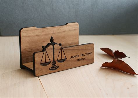 Personalized Lawyer T Desktop Business Card Holder Judge Etsy