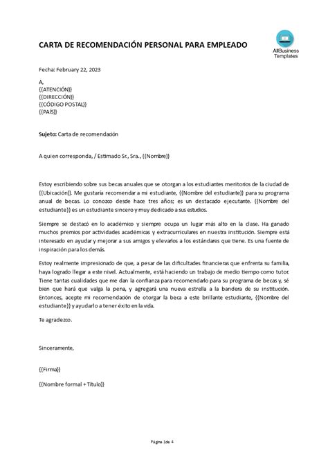 Carta De Recomendación Personal Para Empleado Templates At