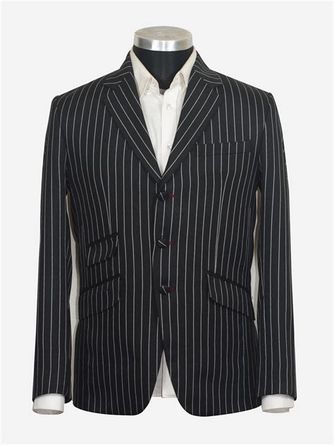 Striped Blazer 60s Style White In Black Pinstripe Blazer Modfit