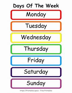 Days Of The Week Chart Printable Printable Word Searches