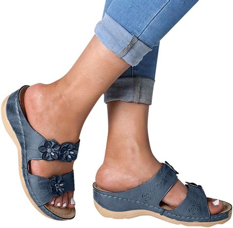 Eduavar Sandals For Women Wedge Summer Comfort Platform Wedge Sandals Slippers