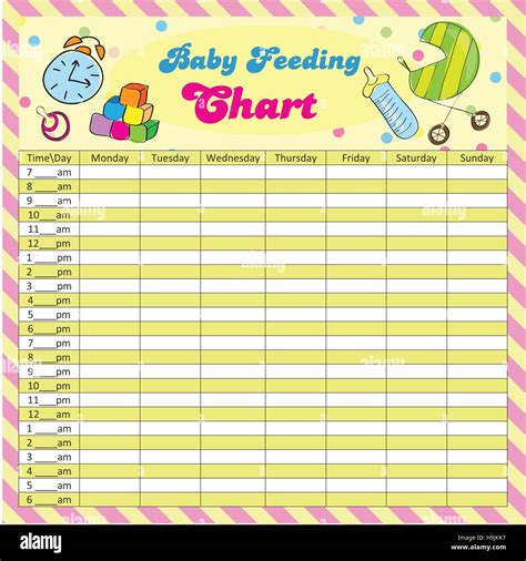 Baby Feeding Schedule Baby Chart For Moms Colorful Vector