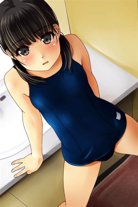 Matsunaga Kouyou Original Highres 1girl Bathroom Black Eyes Black Hair Blush Breasts