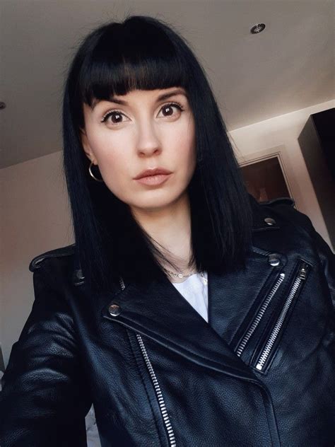 Punk Girls Deakleany Leather Jacket Make Up For Brown Eyes Full Fringe Black Hair With Bangs In