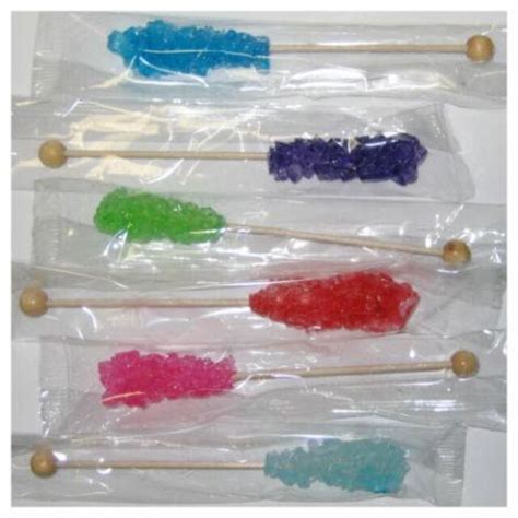 6 Piece Assorted Flavor Rock Candy Wrapped Swizzle Sticks Party Ts