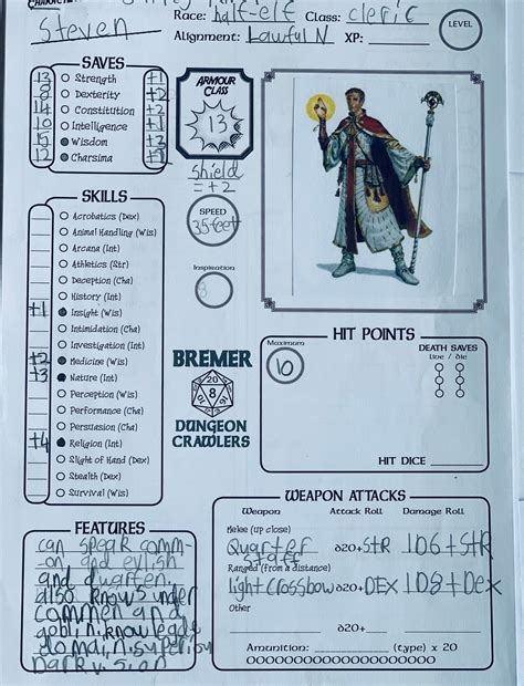 Dungeons And Dragons Character Sheet Simple Layout Perfect Etsy