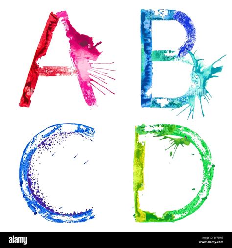 Colorful Paint Splash Alphabet Letters Abcd Stock Illustration