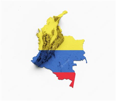 Premium Photo Colombia Map Colombia Flag Shaded Relief Color Height