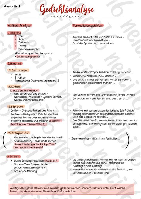 Aufbau Eines Gedichtes Analysieren Gedichtinterpretation Klangfarbe