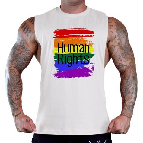 Men S Rainbow Human Rights Workout T Shirt Tank Top Lgbt Gym Gay Pride