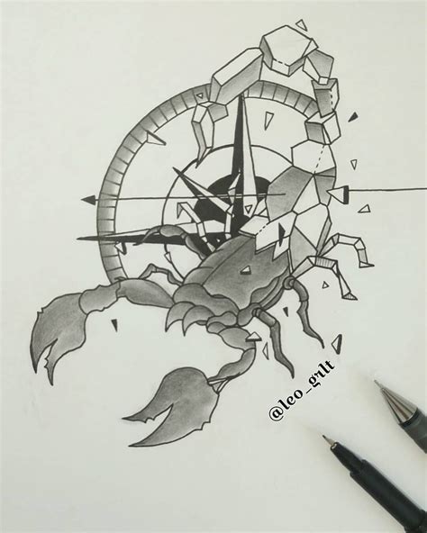 Corp With à Compass Drawings Scorpio Compass Draw Scorpion