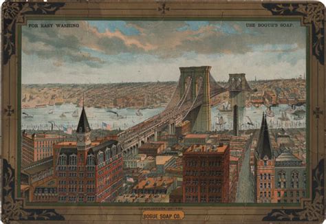 View New York City Brooklyn Great East River Suspension Bridge