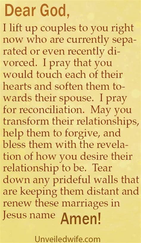 Prayer Of The Day Restoration For Separated Couples Dear God I