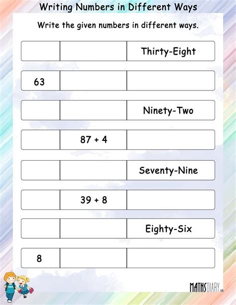 Worksheet On Ways To Write Numbers