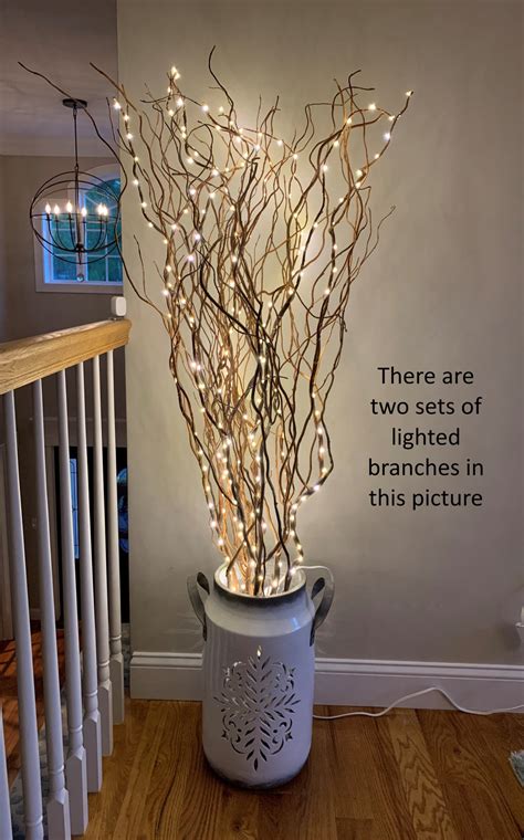60lighted Natural Curly Willow 110v Plug In Remote Weddinghome Décor