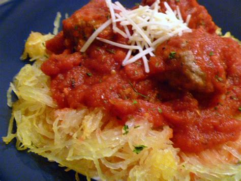 Slice Of Southern Roasted Spaghetti Squash With Meatballs