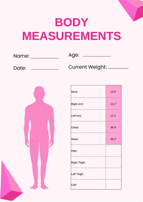 Simple Body Measurement Chart In Illustrator Pdf Download