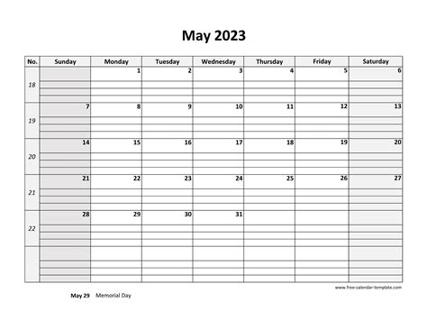 Month Of May Printable Calendar