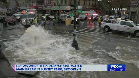 Massive Water Main Break Causes Street Flooding In Brooklyn Fdny