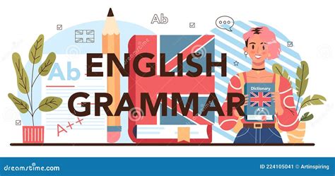 English Grammar Typographic Header Study Foreign Languages In School