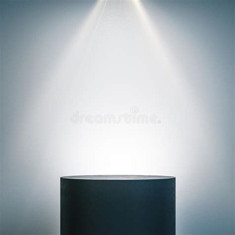 Empty Illuminated Pedestal In Interior With Copy Space Stock