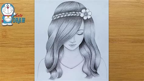 A Girl With Beautiful Hair Pencil Sketch Drawing How To Draw A Girl