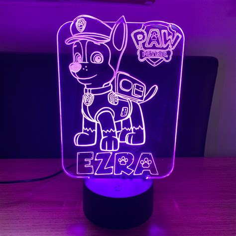 Personalised Paw Patrol Chase Lamp Night Light Etsy