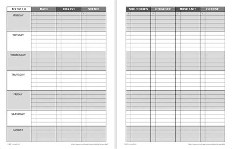 Printable Student Weekly Planner Template Printable Templates