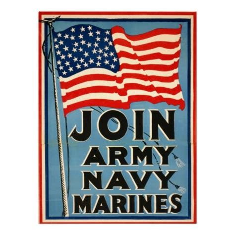 Join Army Navy Marines Wpa 1917 Poster Zazzle Army Poster Army