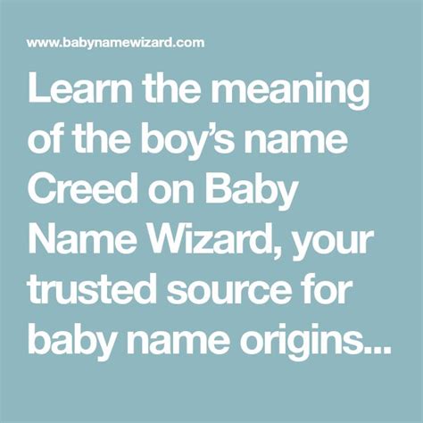 Creed Name Meaning And Origin Names With Meaning Baby Names Names