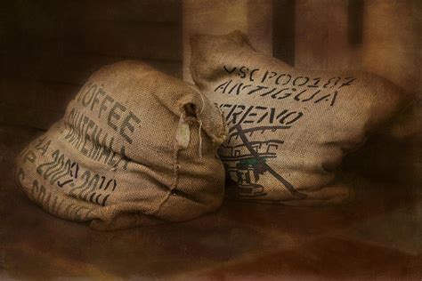 Coffee beans in carry on luggage. Coffee Beans in Burlap Bags Photograph by Susan Candelario