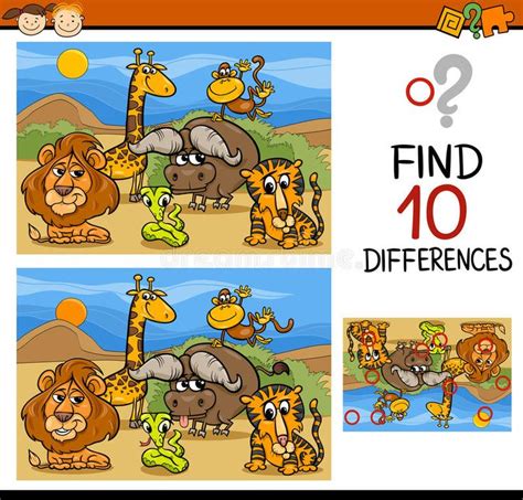 Finding Differences Game Cartoon Cartoon Illustration Of Finding