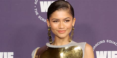 Zendaya Makes A Statement With Gold Breast Plate Dress At Women In Film Awards Zendaya