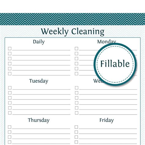 Weekly Cleaning Checklist Fillable Prefilled And Empty My Xxx Hot Girl