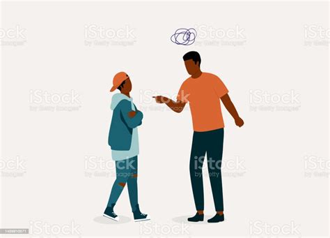 Black Father Angry At His Disrespectful Teenage Son Stock Illustration