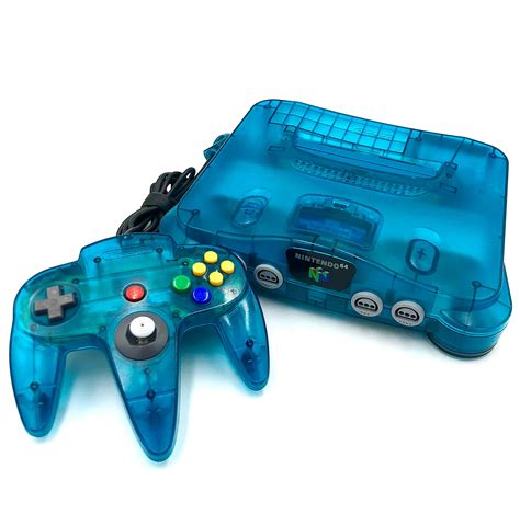 Restored Nintendo 64 Ice Blue Video Game Console With Matching