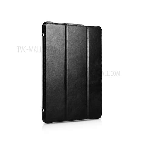 Wholesale Icarer Retro Tri Fold Genuine Leather Smart Case Cover For