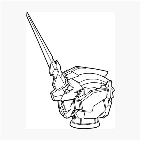 Unicorn Gundam Profile Outline Black Photographic Print By Mossloves