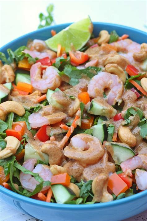 The perfect salad you'll crave every day! Thai Shrimp Salad Almond Dressing Paleo Whole30