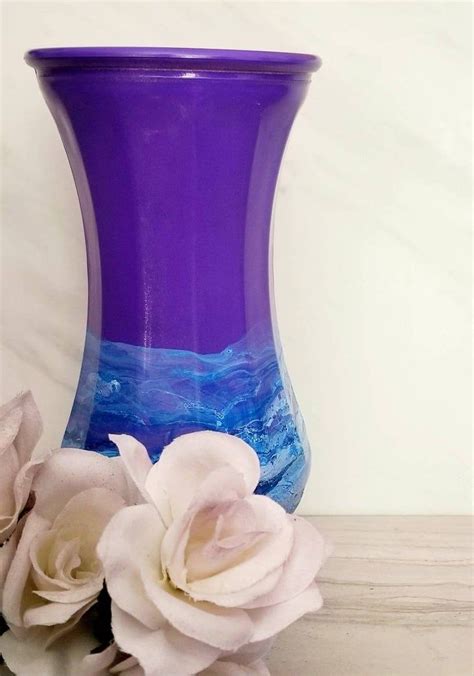 Purple Glass Vase Etsy Purple Vase Blue Glass Vase Glass Vase