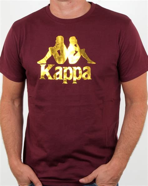 Kappa Estessi T Shirt Burgundygold Mens T Shirt Sport Crew Neck