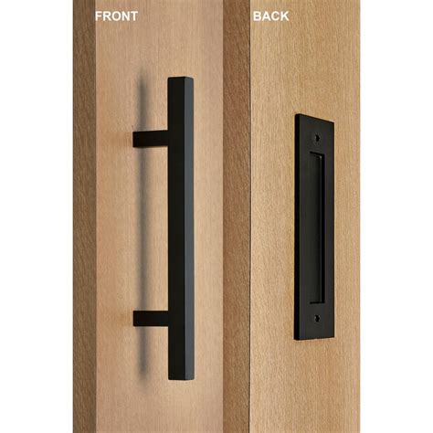 Strongar Contemporary 12 In Black Powdered Square Pull And Flush