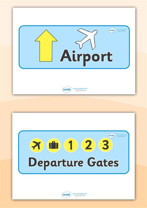 Twinkl Resources Airport Role Play Signs Classroom Printables For