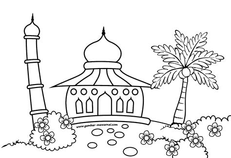 Gambar Mewarnai Pemandangan Masjid