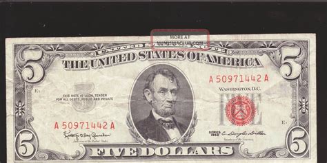 1963 5 United States Note Circulated Usa