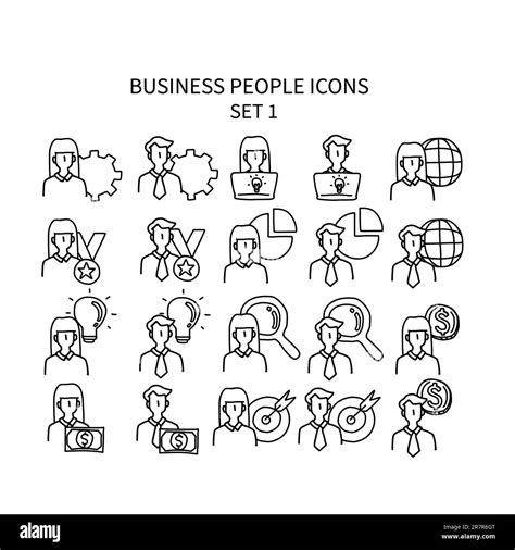 Business People Icons Set 1 Vector Illustration Stock Vector Image