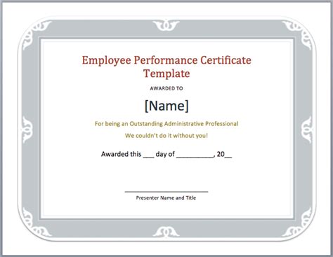 Employee Performance Certificate Template Word Templates For Free
